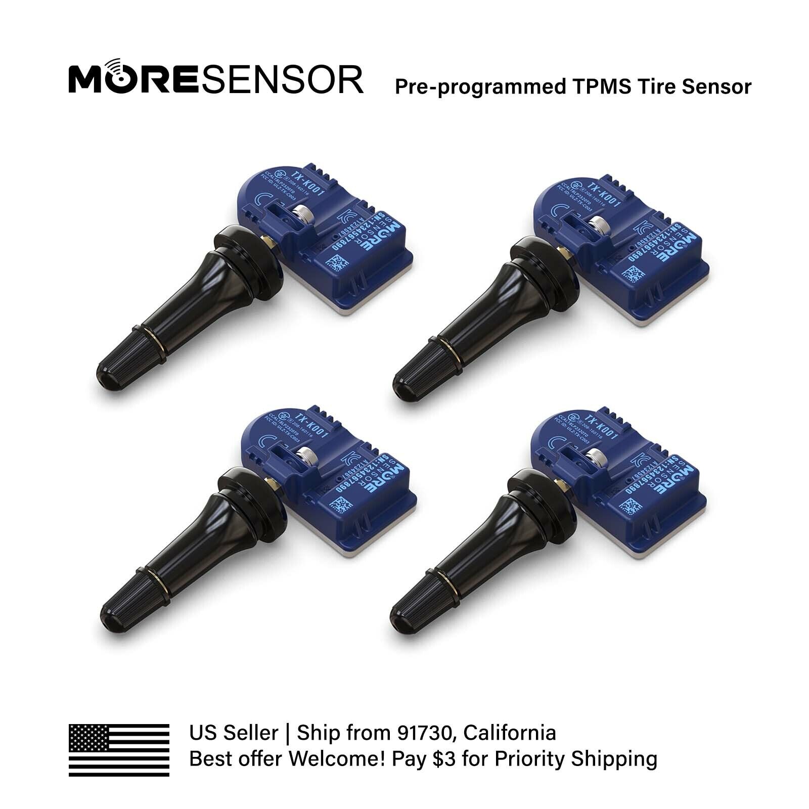 4PC 433MHz MORESENSOR TPMS Snap-in Tire Sensor for C30 C70 V50 V60 V70 XC90 XC60