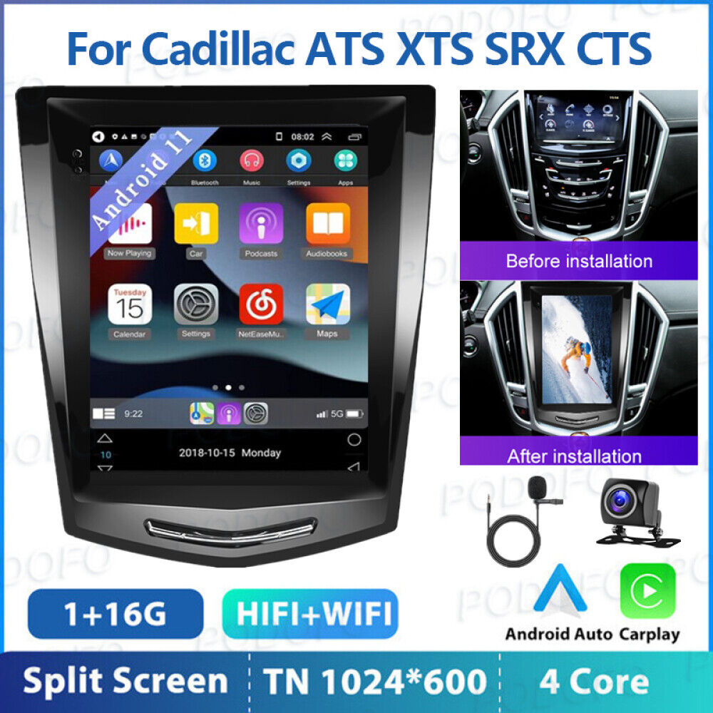 Apple Carplay Car Radio For Cadillac ATS SRX XTS ATSL Android 11 GPS Wifi+Camera