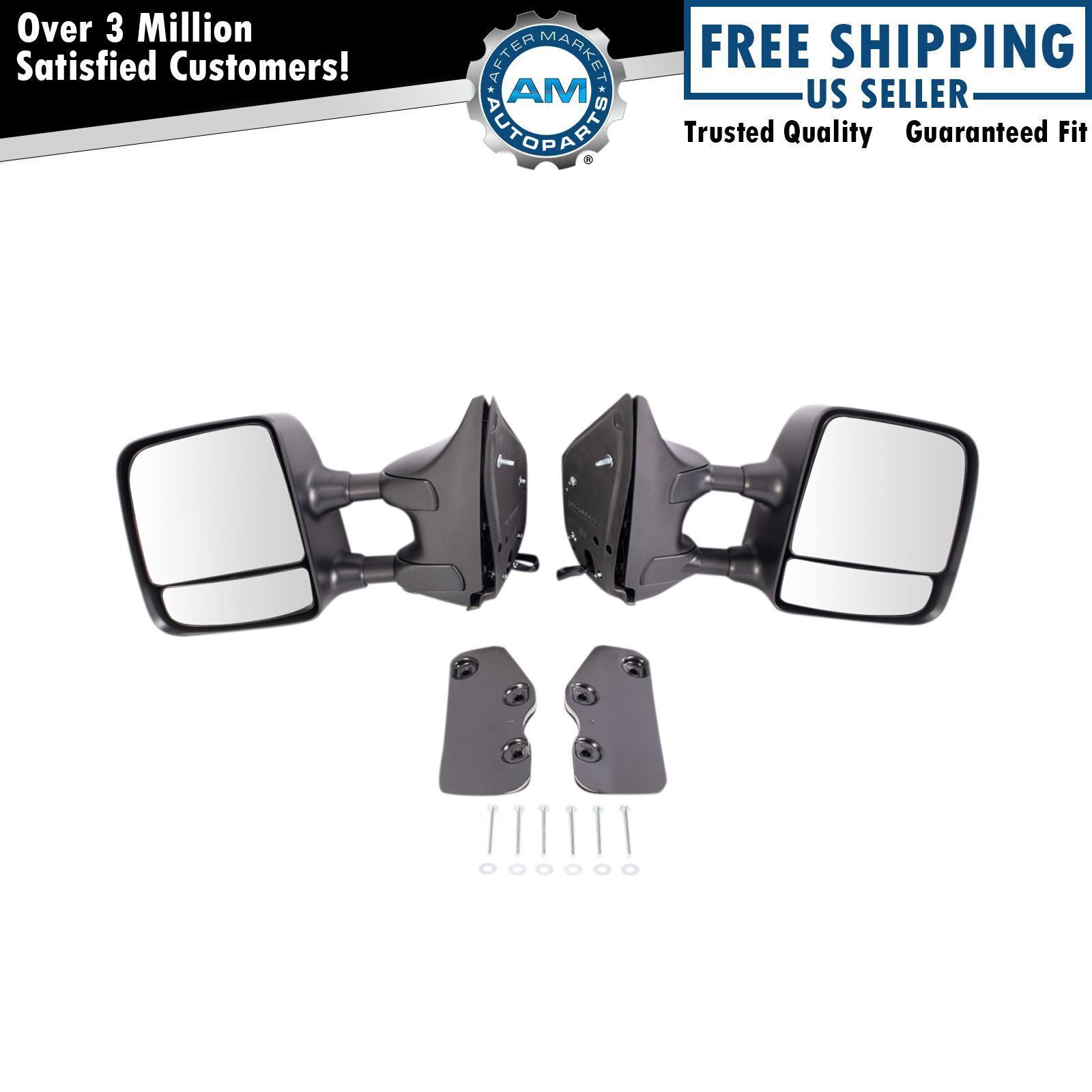 Tow Mirror Power Heated Textured Black Pair Set of 2 for Titan SE Pro-4X New