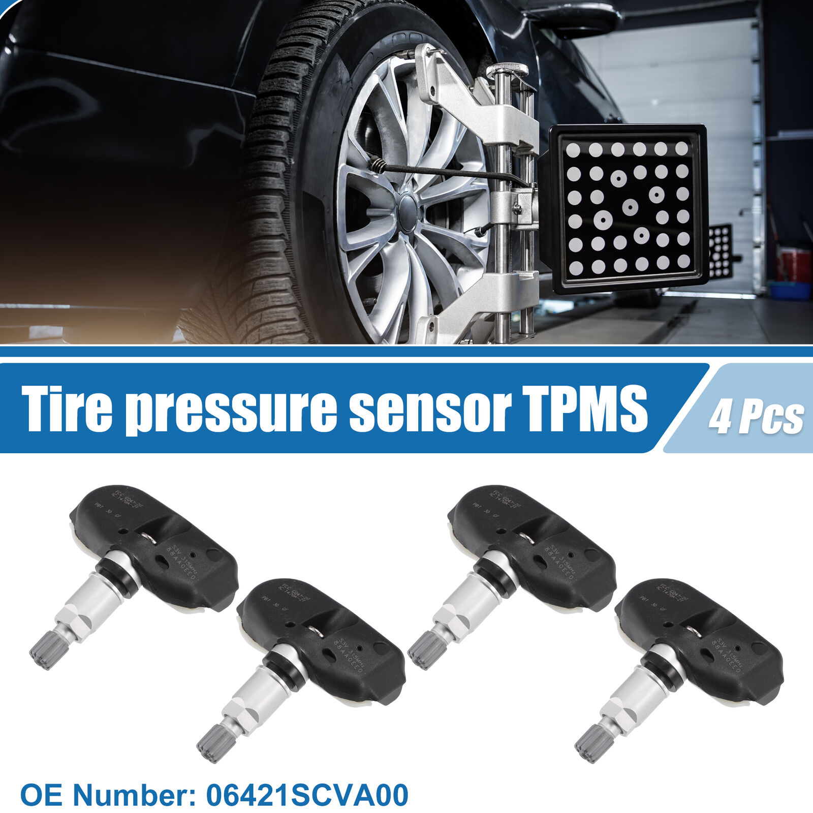 4 Pcs Tire Pressure Sensor TPMS No.06421SCVA00 for Honda Element Silver Tone