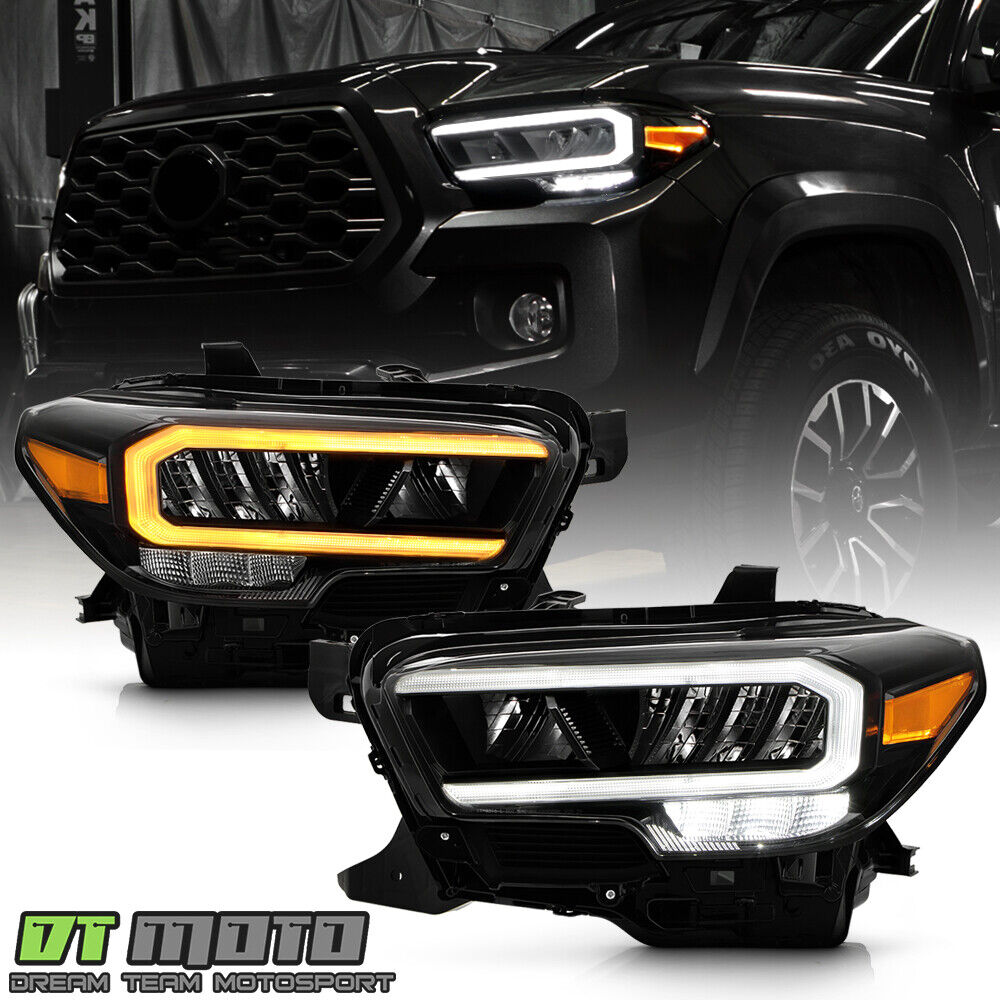 For 2020-2023 Toyota Tacoma Limited|TRD Black Full LED Headlights Headlamps Pair