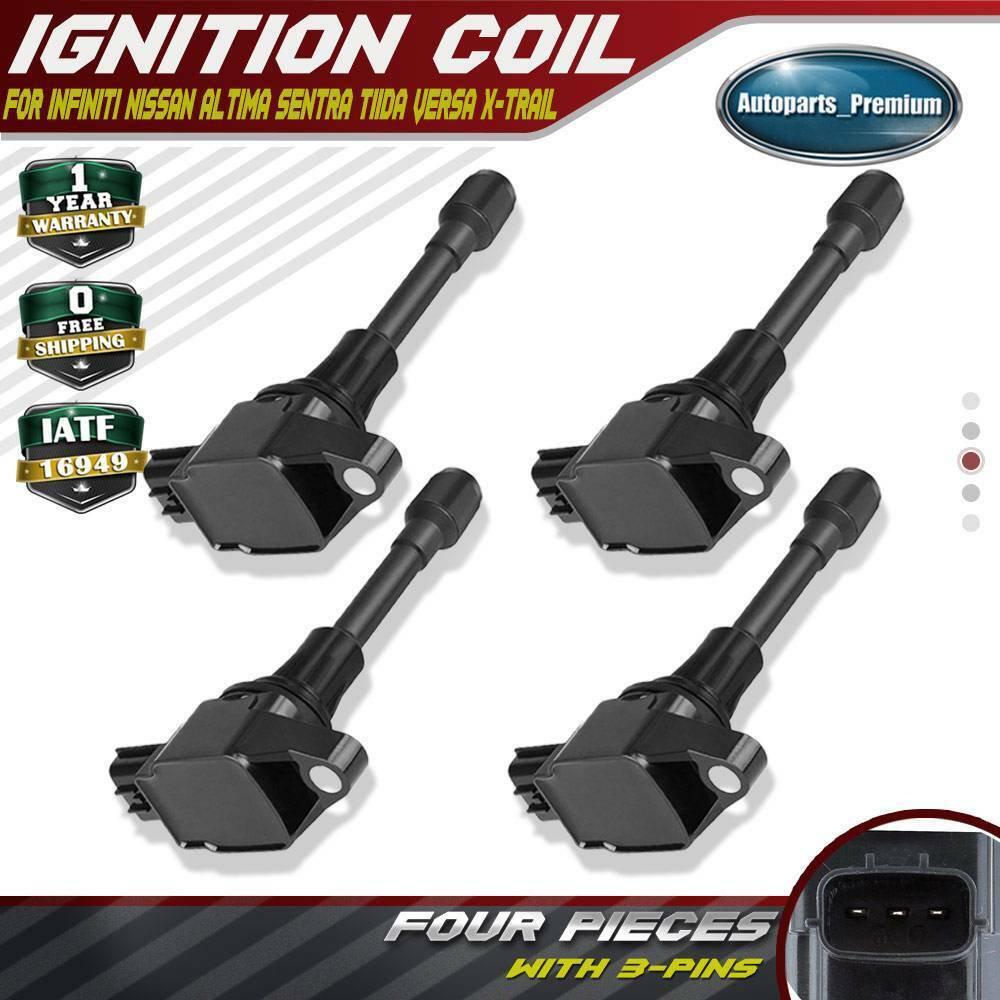 Set of 4 Ignition Coil for Nissan Altima Cube Rogue Sentra Versa INFINITI QX60