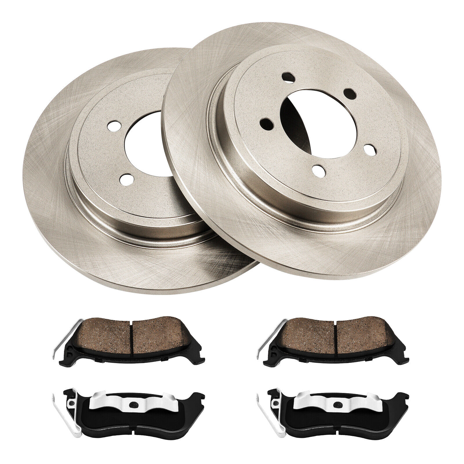 54098 Rear Solid Brake Rotors W/ Ceramic Pads For Ford Explorer Mountaineer