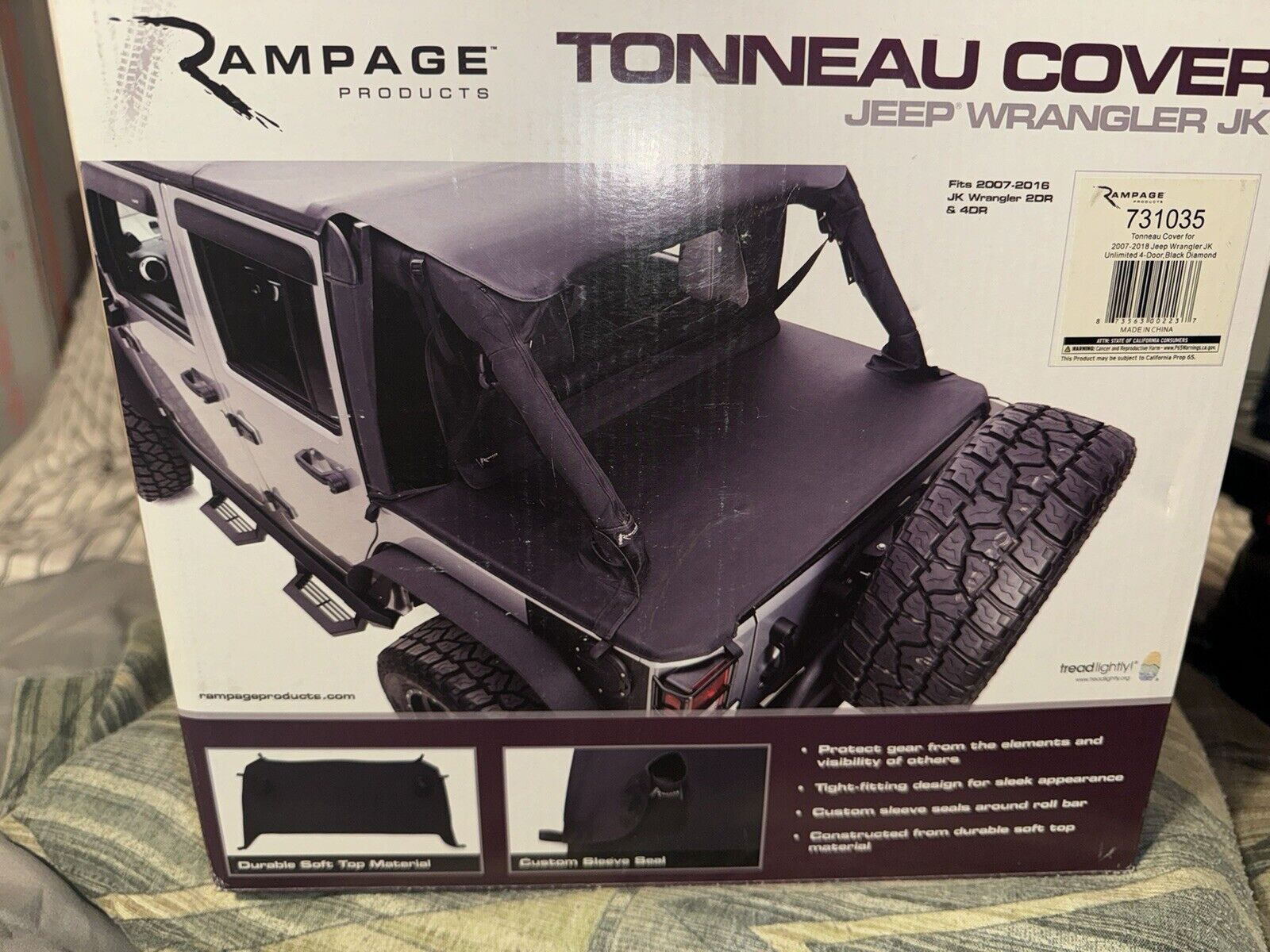 Rampage Tonneau Cover | Vinyl, Black Diamond Color | 731035 | Fits 2007 - 201...
