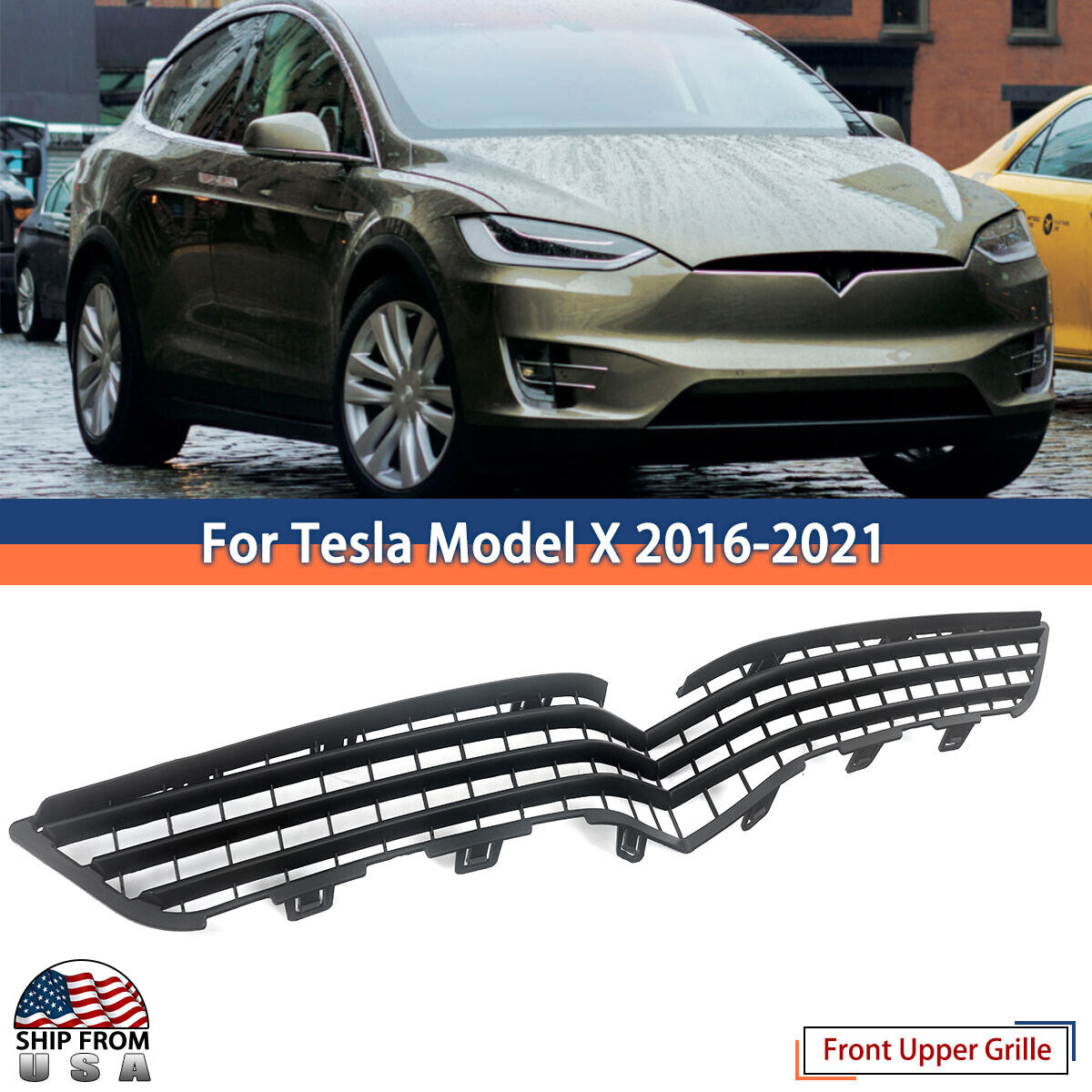 For 2016-2021 Tesla Model X Front Bumper Upper Grille Intake Mesh 1050143-00-E