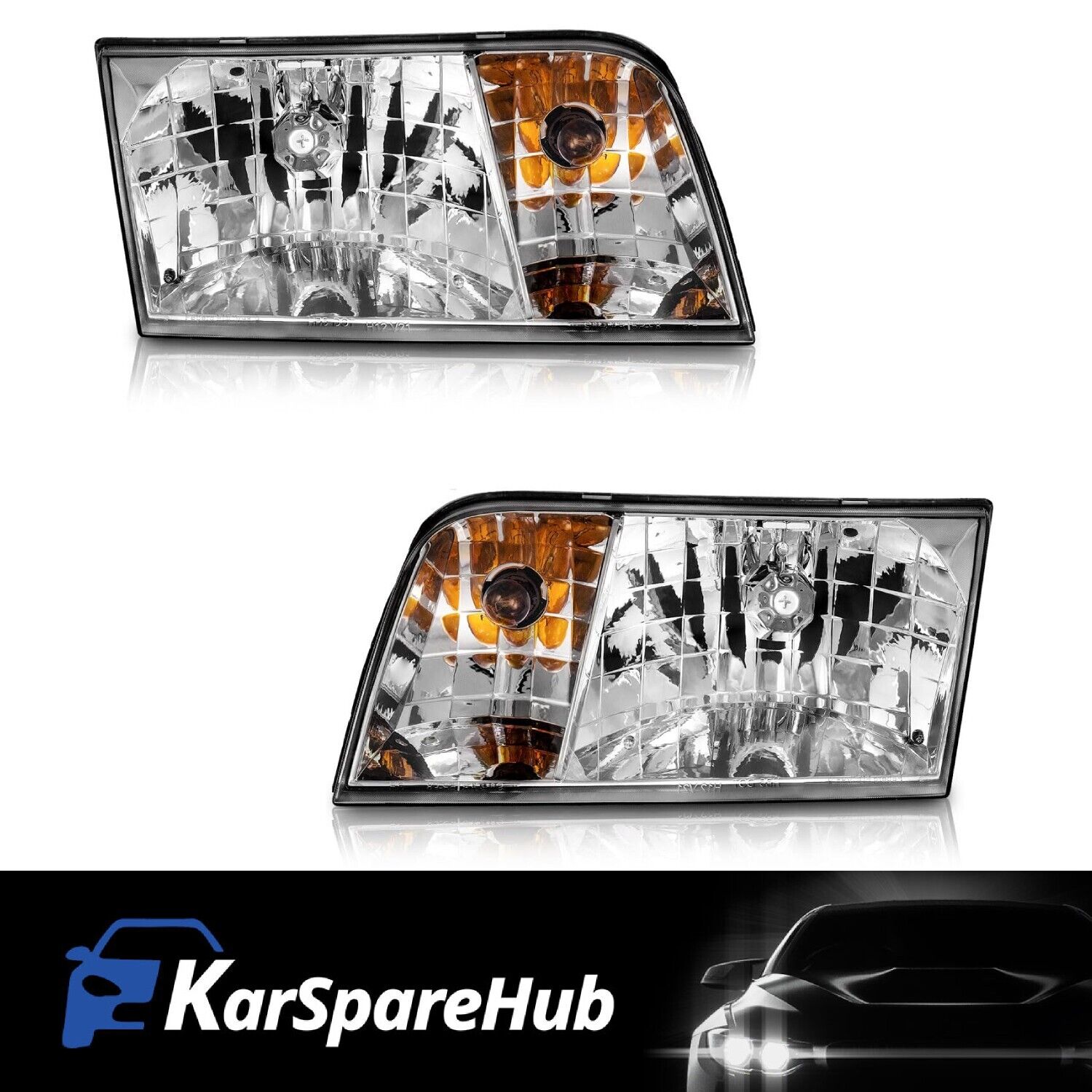 Pair Headlights For 1998-2011 Ford Crown Victoria Headlamps w/Bulbs Left+Right