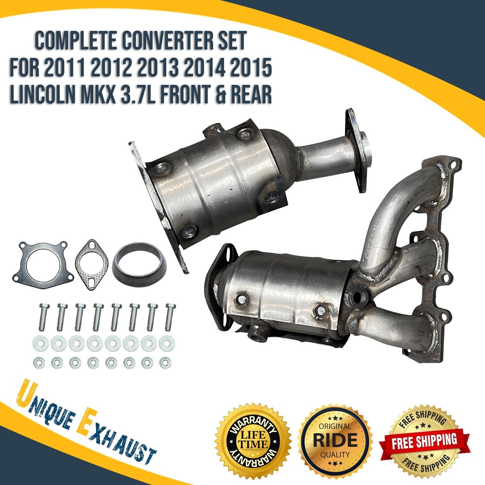 Catalytic Converter Set For 2011 2012 2013 2014 2015 Lincoln MKX 3.7L Front&Rear