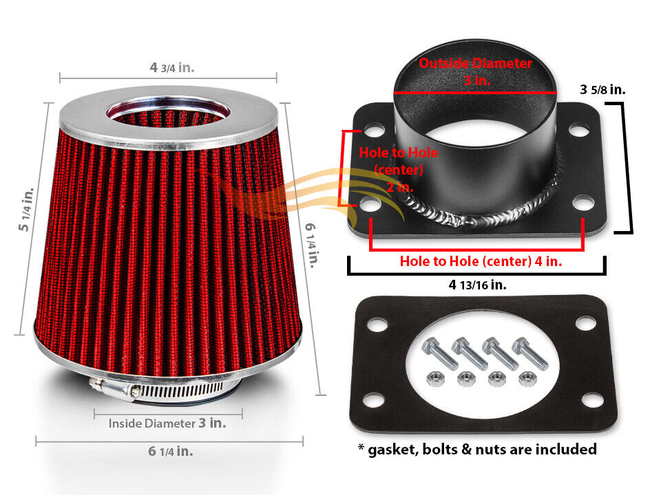 RED Cone Filter + AIR INTAKE MAF Adapter Kit For LEXUS 90-94 LS400 SC400 4.0L