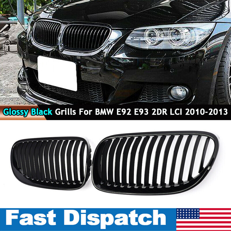 For BMW E92 E93 LCI 2010-2013 328i 335i Convertible Gloss Black Front Grilles