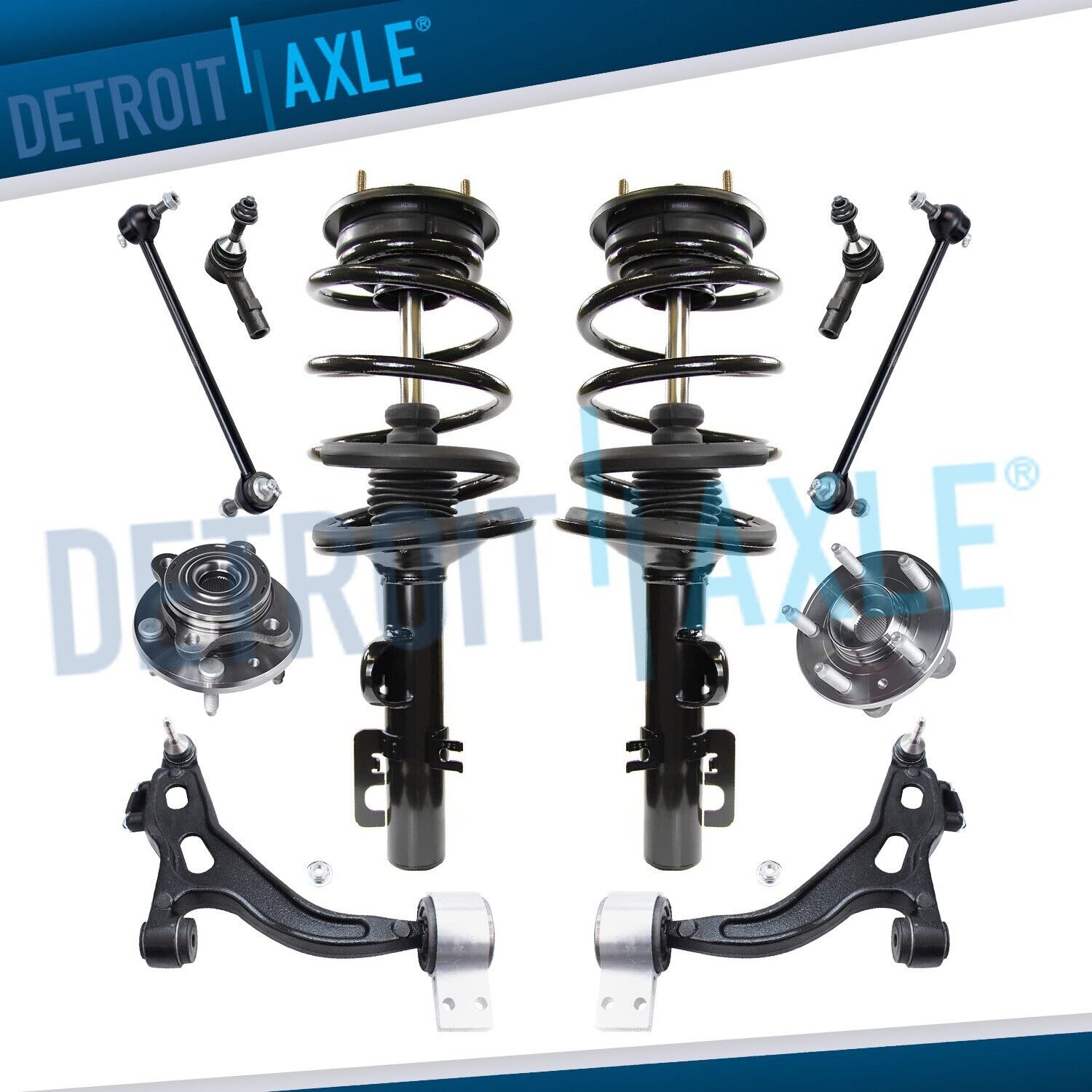 Front Struts Lower Control Arms Wheel Hubs for 2005-07 Five Hundred Montego AWD