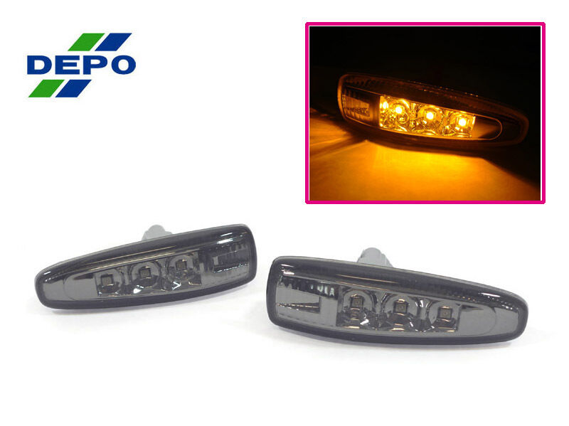 DEPO Smoke LED Fender Side Marker Lights For 08-15 Mitsubishi Lancer EVO 10 X