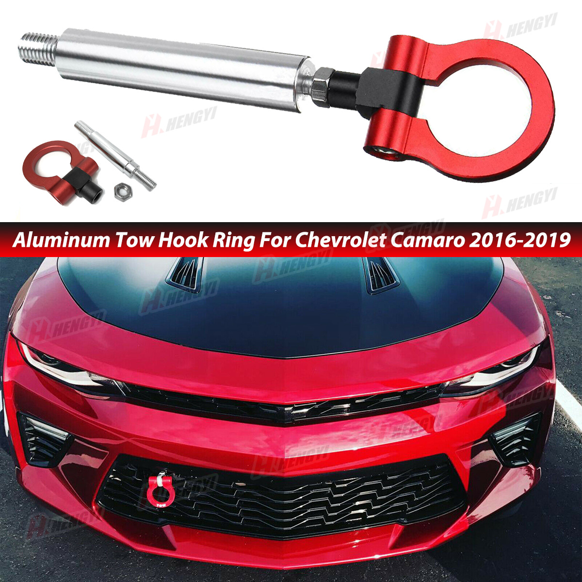 Red Sport Racing Style Tow Hook For Chevrolet Camaro SS ZL1 2016-2019 Aluminum