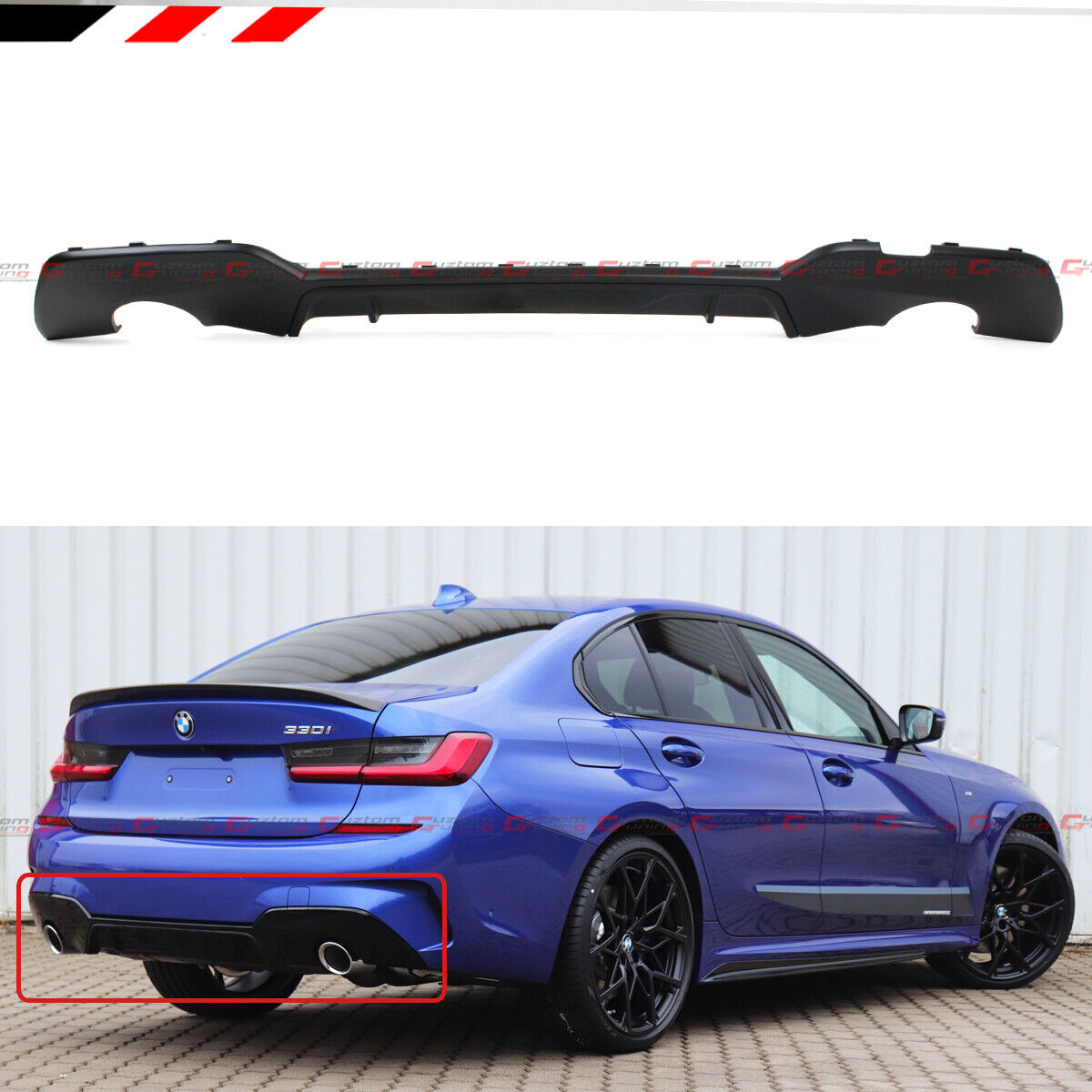 FOR 2019-2022 BMW G20 330i M340i PERFORMANCE STYLE M SPORT REAR BUMPER DIFFUSER