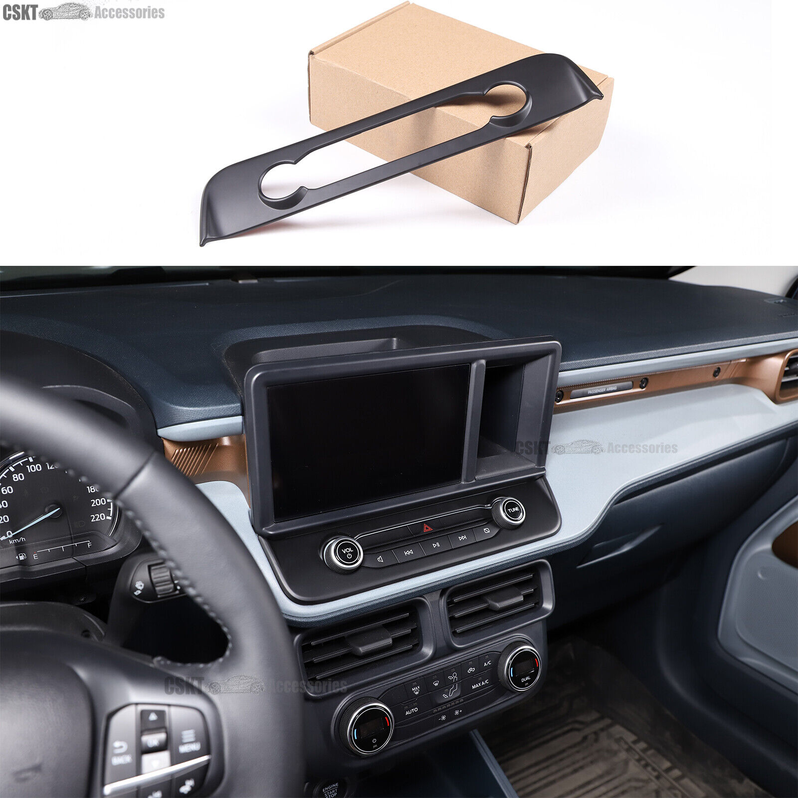 Fits 2022-2024 Ford Maverick Radio Console Panel Matte Black Interior Trim Cover