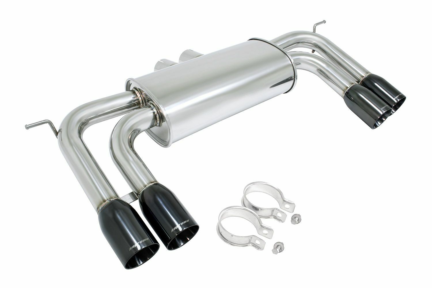 Megan Racing Blk Chrme Rolled Tip Supremo Axle-Back Exhaust For BMW X6 M 10 - 14