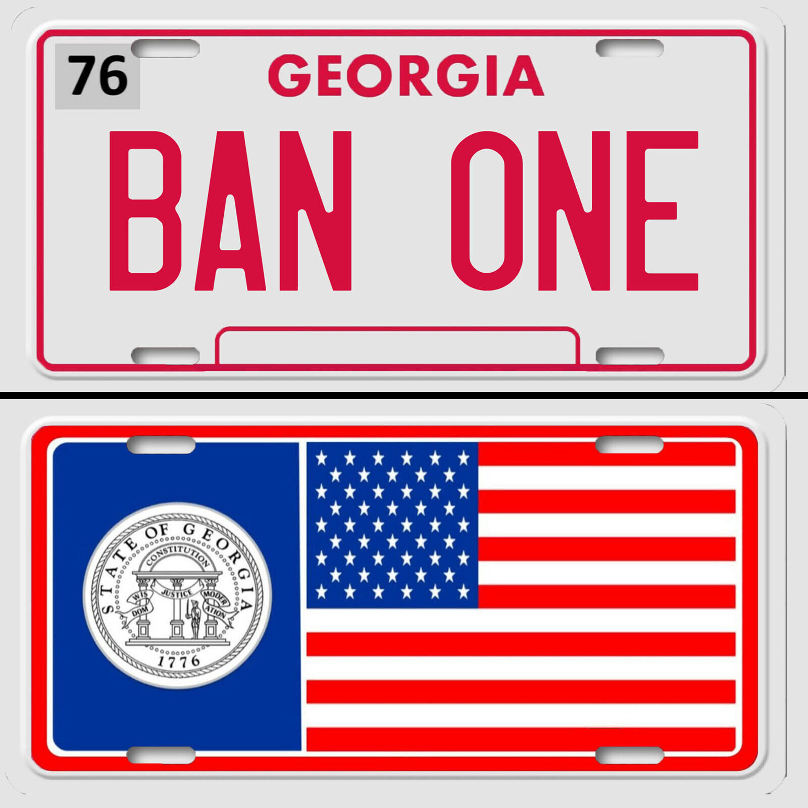 BAN ONE Smokey and The Bandit Georgia 2 Aluminum License Plate Tag Burt Reynolds