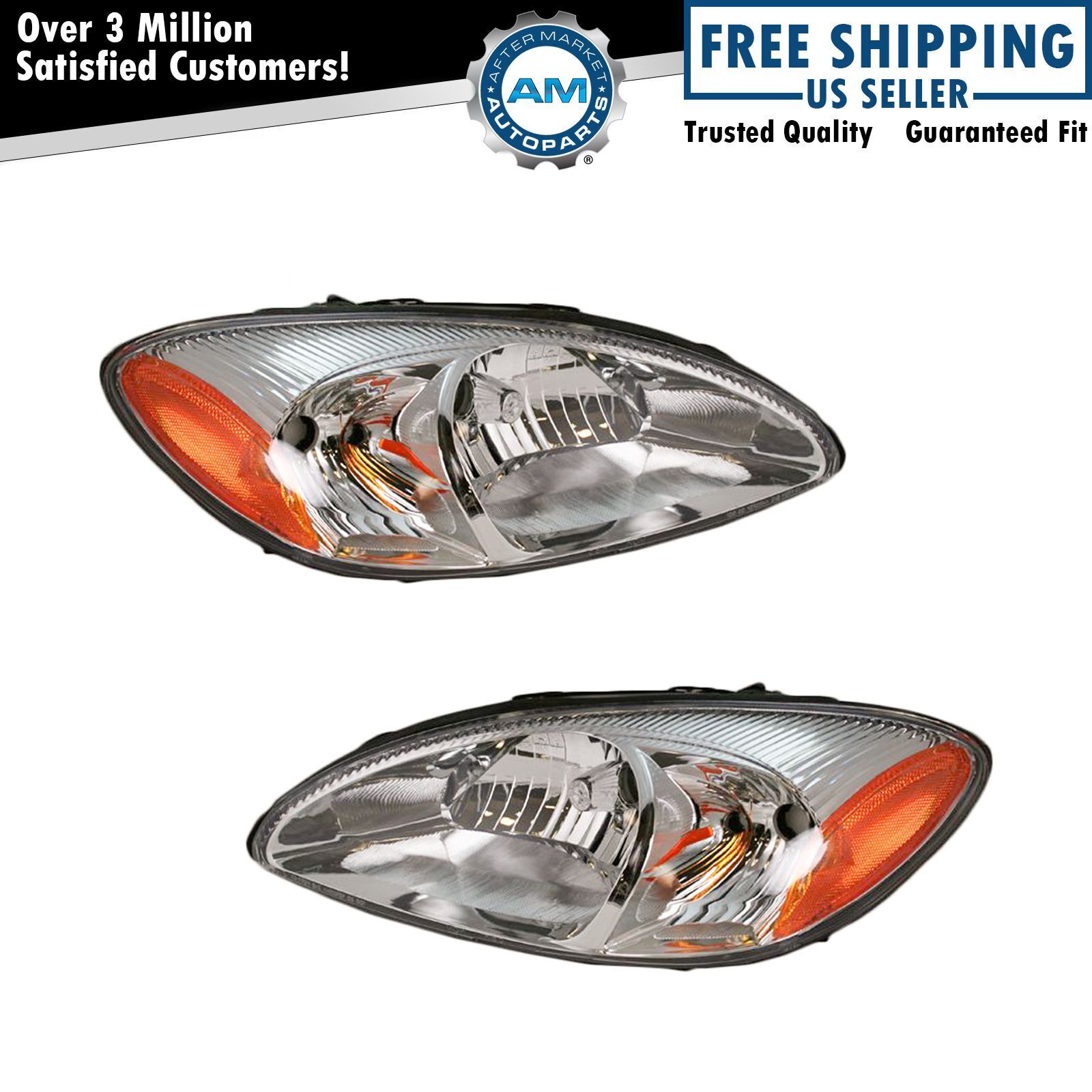 Headlights Headlamps Left & Right Pair Set NEW for 00-07 Ford Taurus