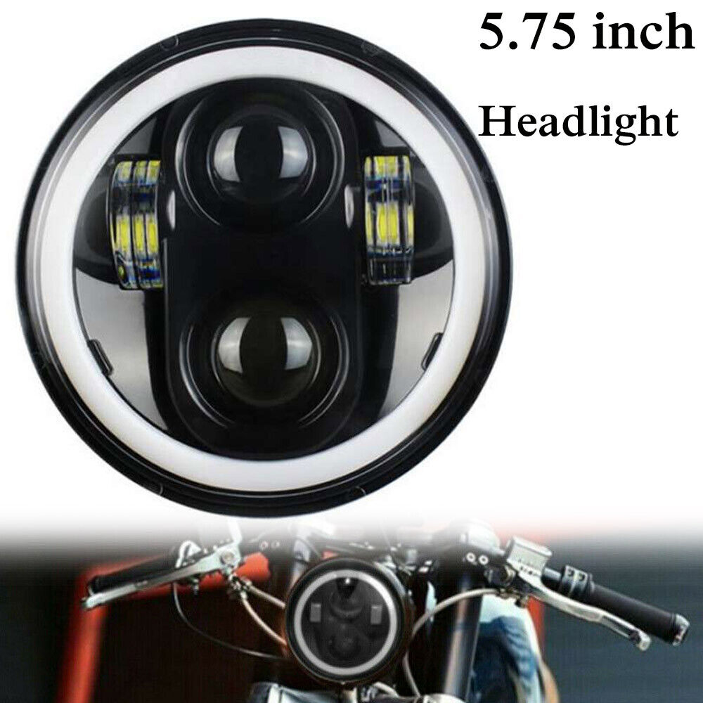 5.75'' LED Headlight Projector DRL Halo Angle For Harley-Davidson Dyna Sportster