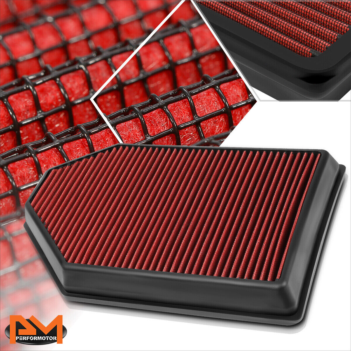 For 11-18 300/Charger/Challenger Reusable Multilayer High Flow Air Filter Red