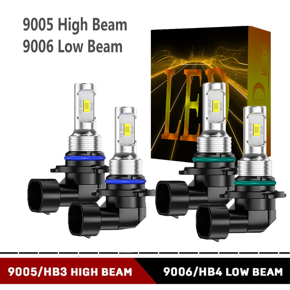 9005 9006 LED Headlight Kit Combo Bulb 10000K High Low Beam Super White Bright