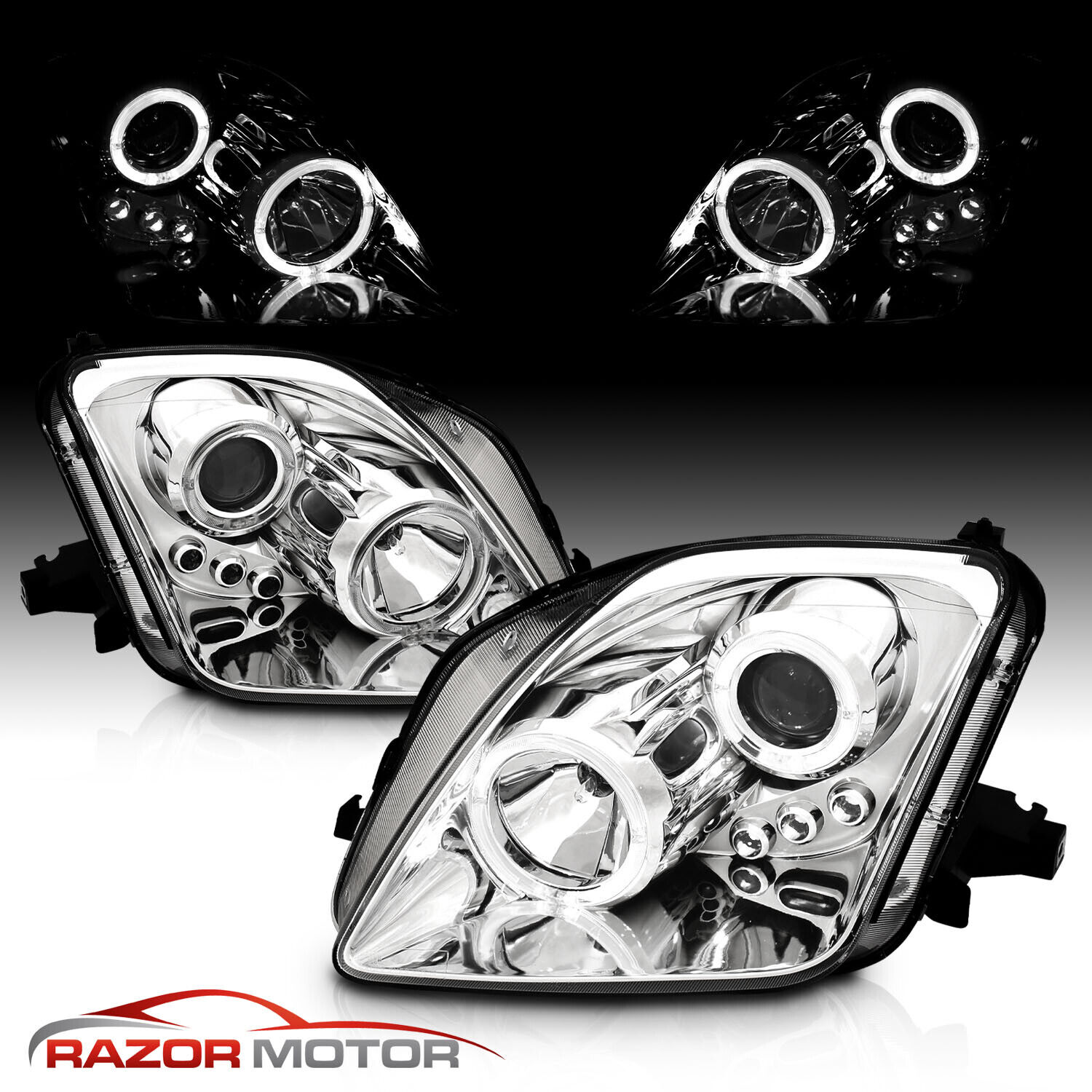 [Dual Halo]For 1997-2001 Honda Prelude LED Ring Projector Headlights