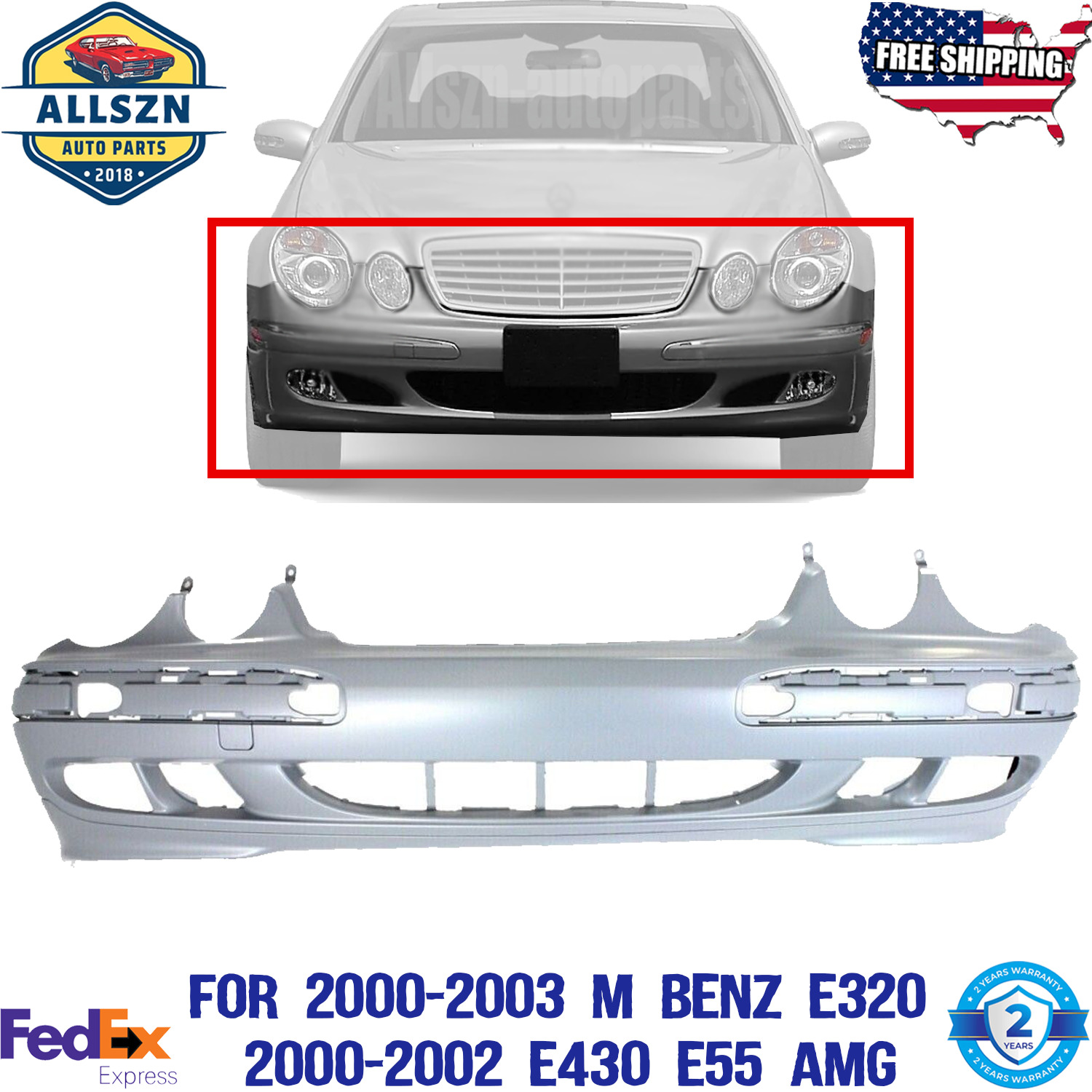 Front Bumper Cover For 2000-2003 M Benz E320 2000- 2002 E430 E55 AMG 2108851825