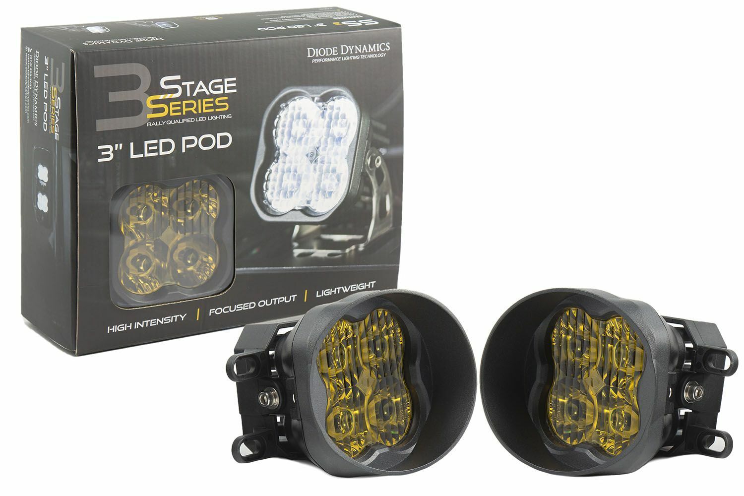 SS3 LED SAE/DOT Type B Fog Light Kit Sport Fog Optic Yellow Diode Dynamics 