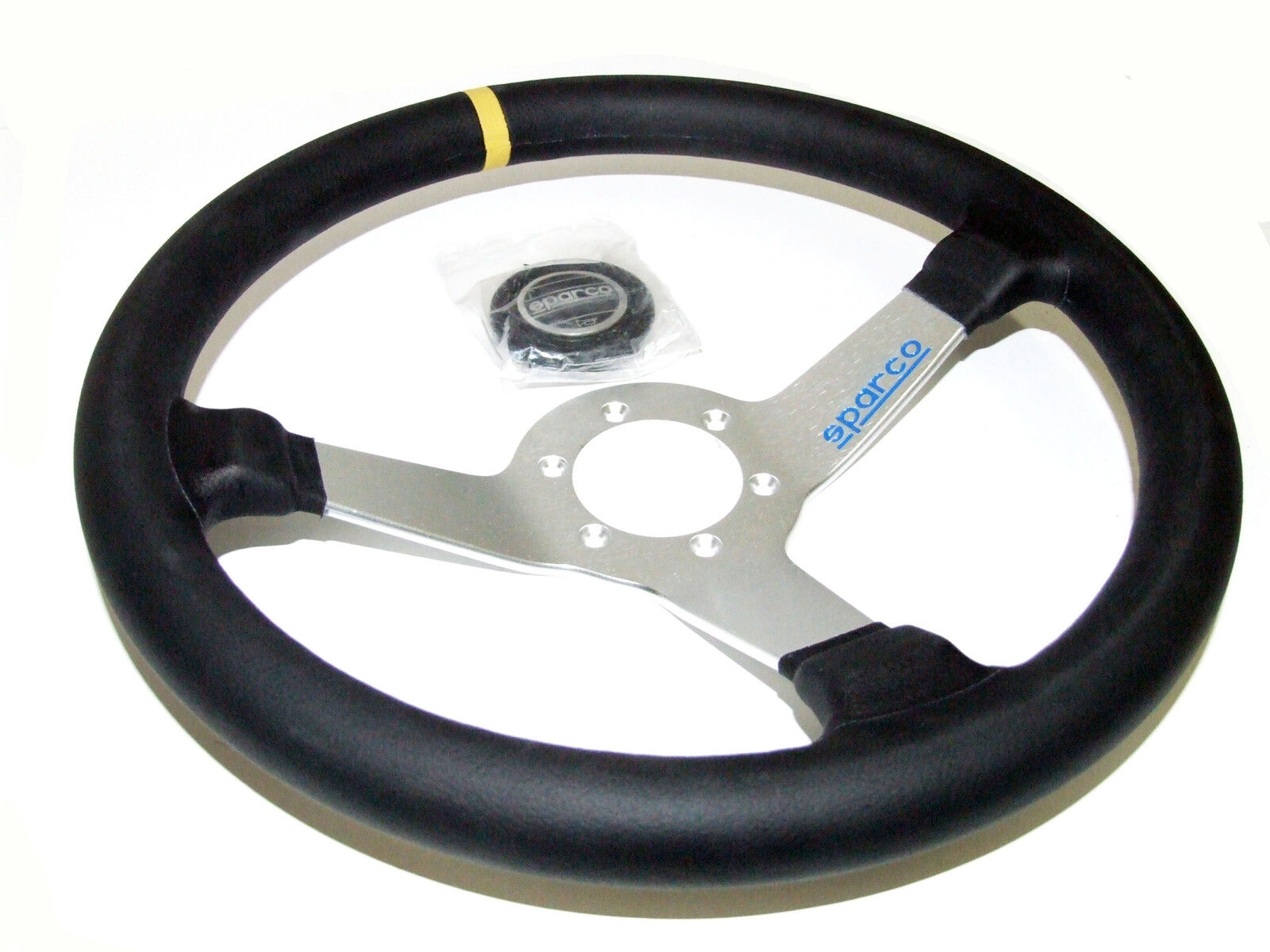 Sparco Steering Wheel - L550 Monza (350mm/63mm Dish/Leather/Silver)