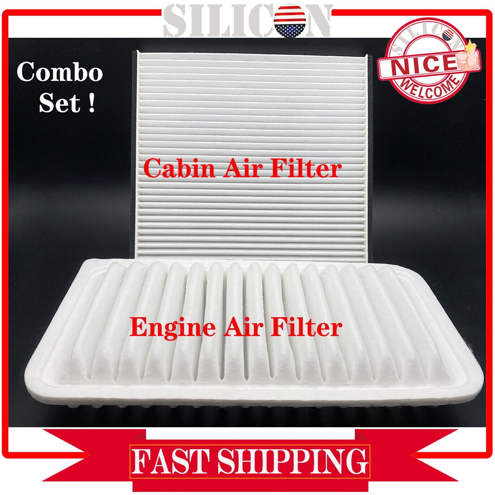 Combo Set Cabin Air filter and Engine Air filter for Toyota Corolla, Matrix