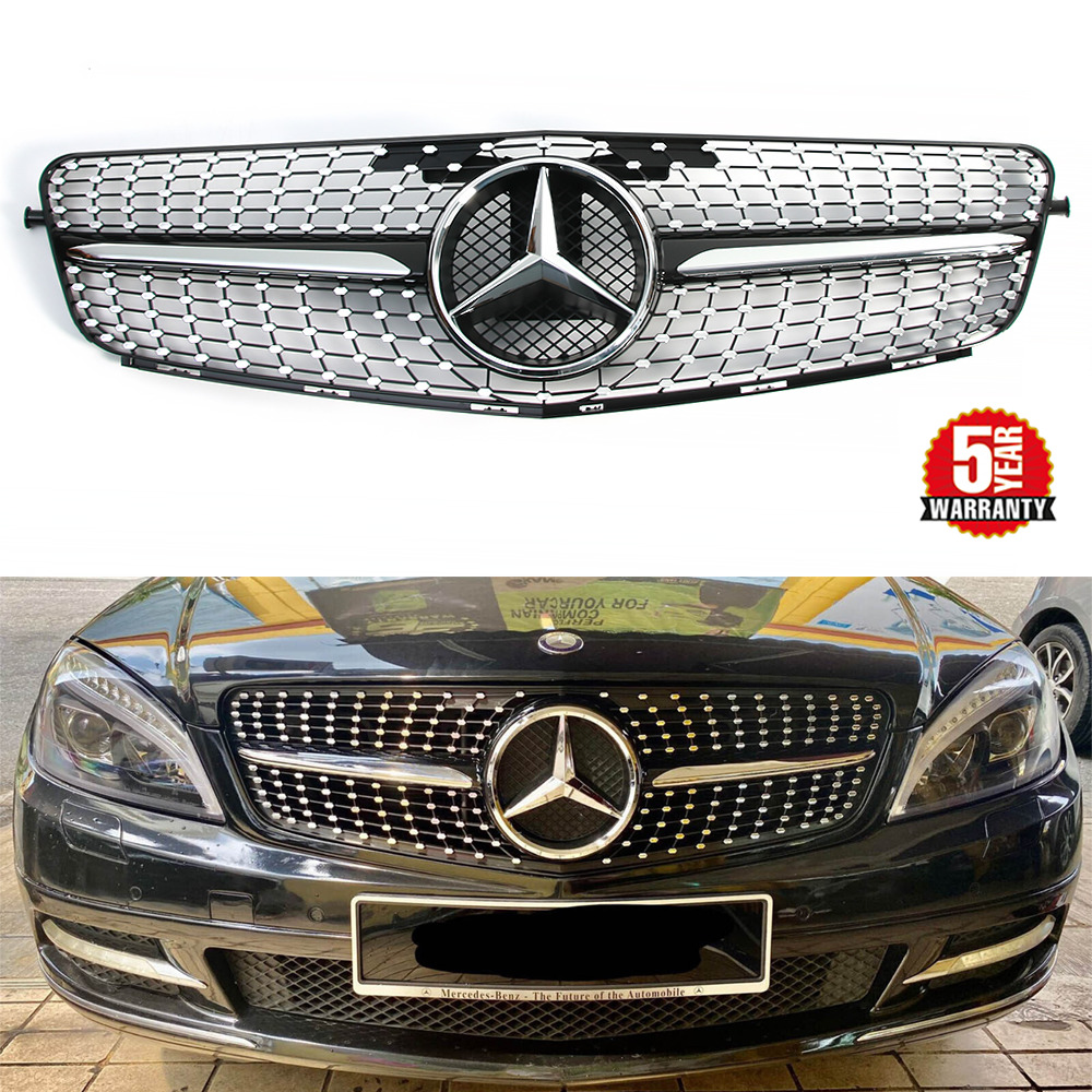 Front Grille Grill w/Star For Mercedes Benz W204 C200 C250 C300 C350 2008-2014