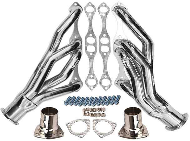 NEW 1970-1988 MONTE CARLO CLIPSTER HEADERS,HOT ROD,POLISHED STAINLESS STEEL,SBC