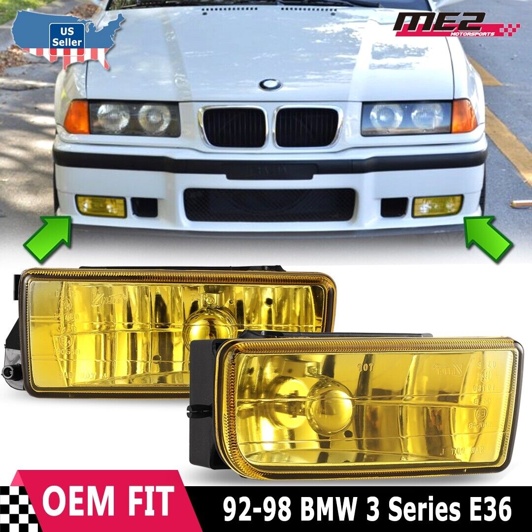 For BMW 3 Series E36 M3 92-98 Factory Replacement Fit Fog Lights Yellow Lens