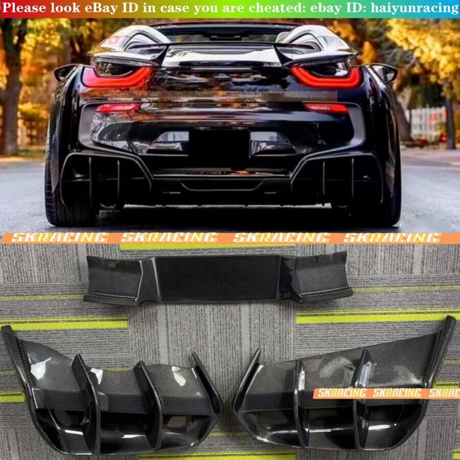 For BMW i8 2014-20 Real Carbon Fiber Rear Bumper Lip Splitter Diffuser Body Kits