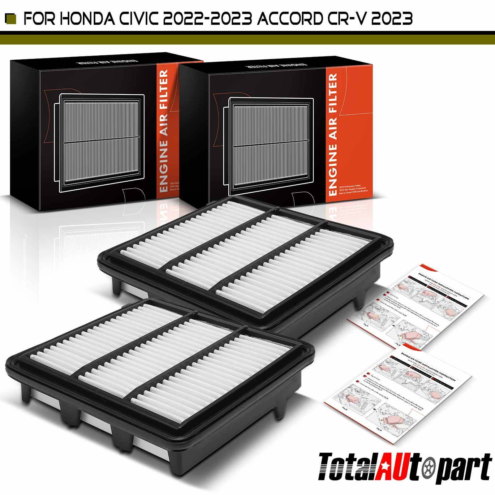2x Engine Air Filter for Honda Civic 22-23 Accord CR-V 2023 Acura Integra Front