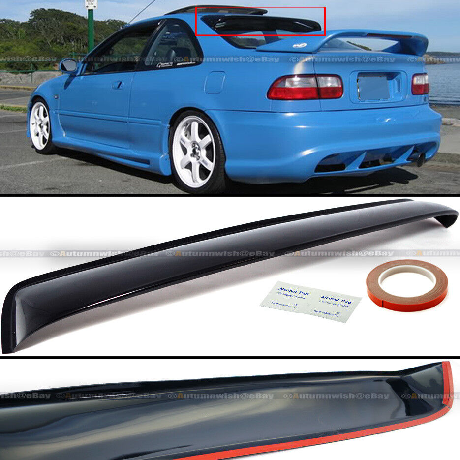 Fit 92-95 Civic 2DR Black Tinted Acrylic Rear Roof Window Shade Visor Spoiler