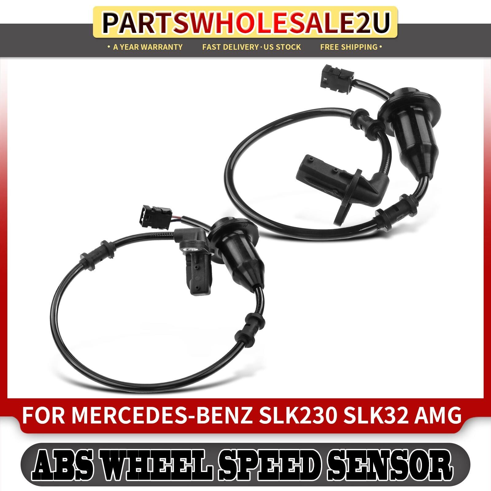 2x Rear ABS Wheel Speed Sensor for Mercedes-Benz R170 SLK230 SLK320 SLK32 AMG