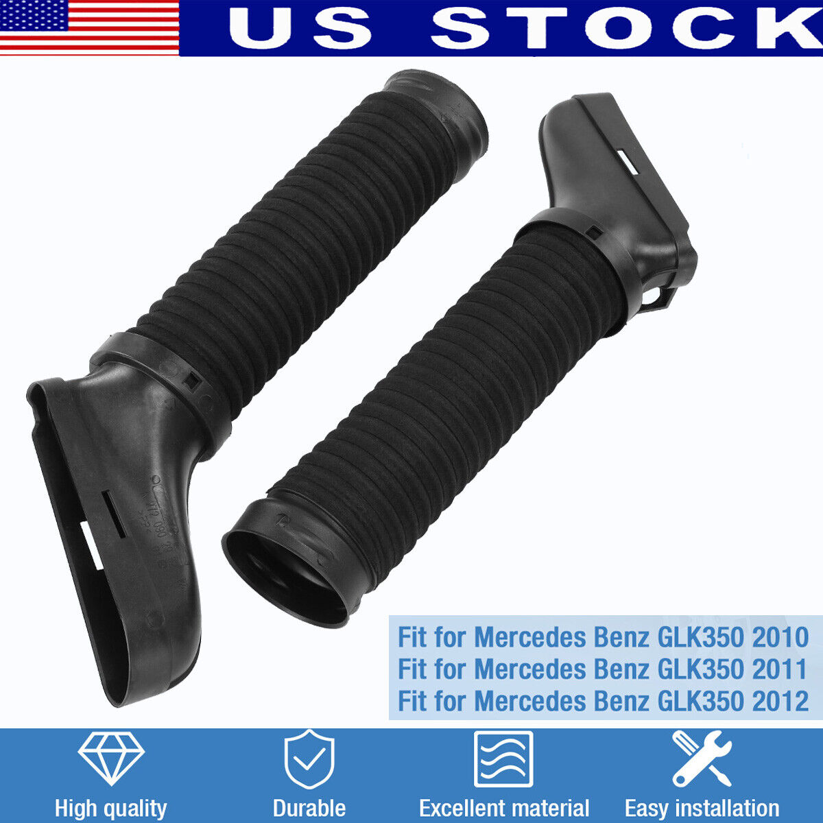Left + Right Air Intake Hose Duct Set for Benz GLK 350 3.5L 2010-2012