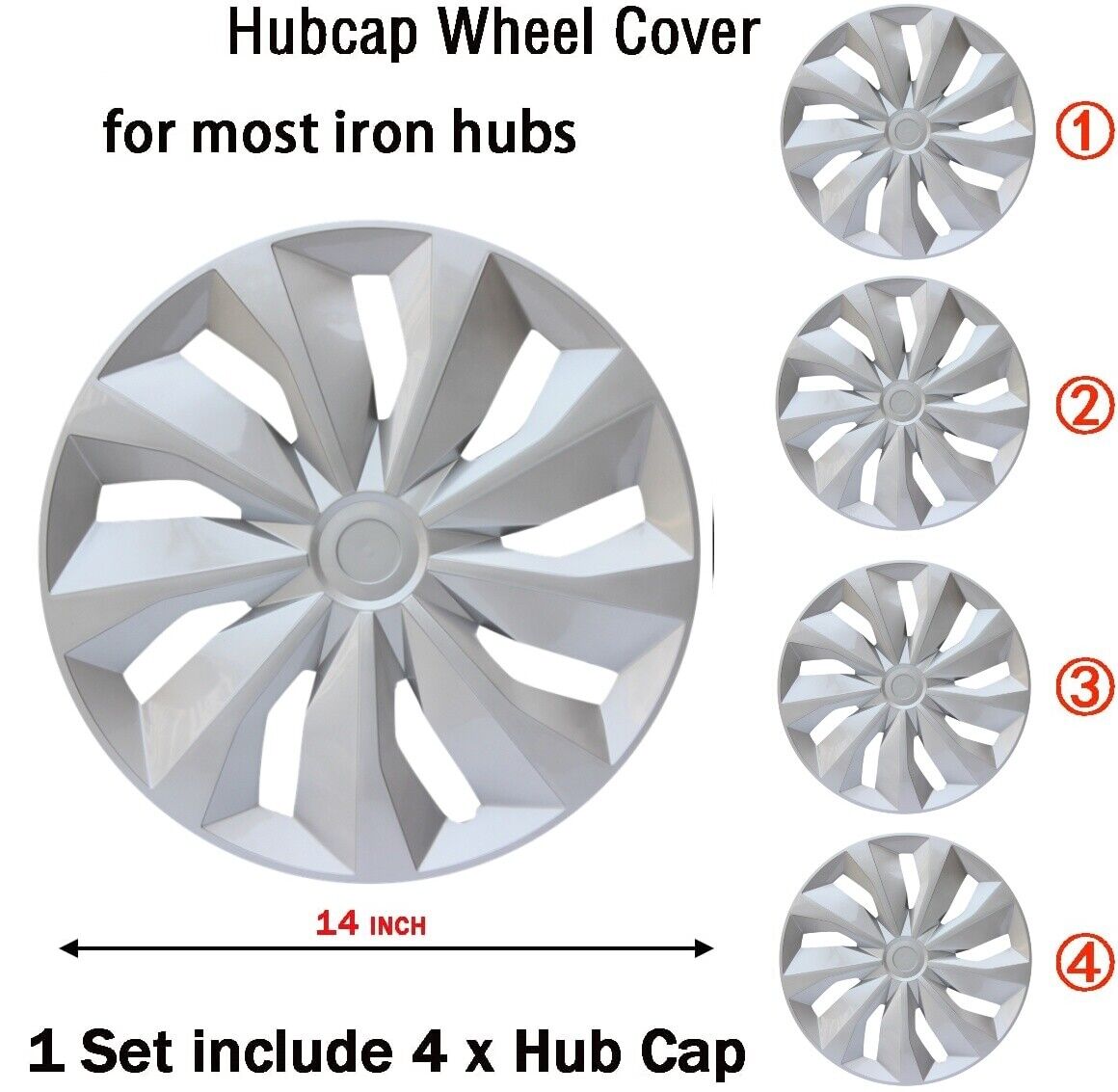 4PC Wheel Hub Cover fit R14 Rim, 14\