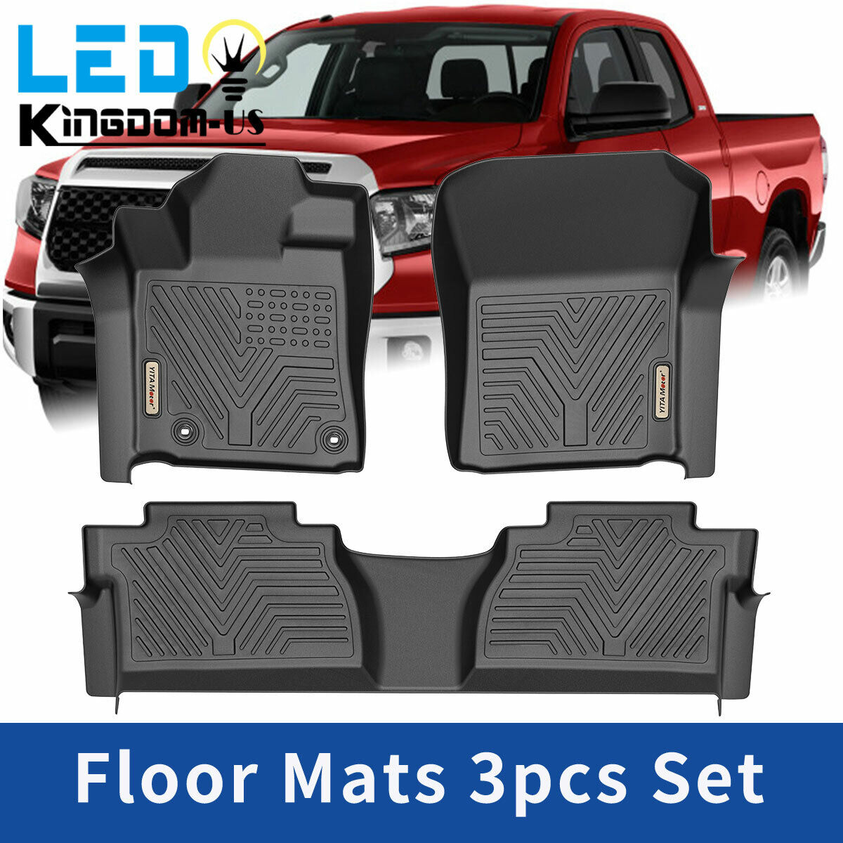 3D All Weather Floor Mats Liner for 2014-2021 Toyota Tundra CrewMax & Double Cab