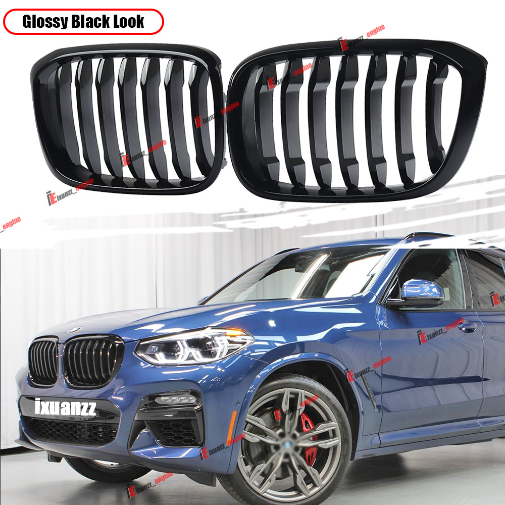 For BMW X3 G01 X4 G02 2018-2021 Gloos Black Front Bumper kidney Grill Grille