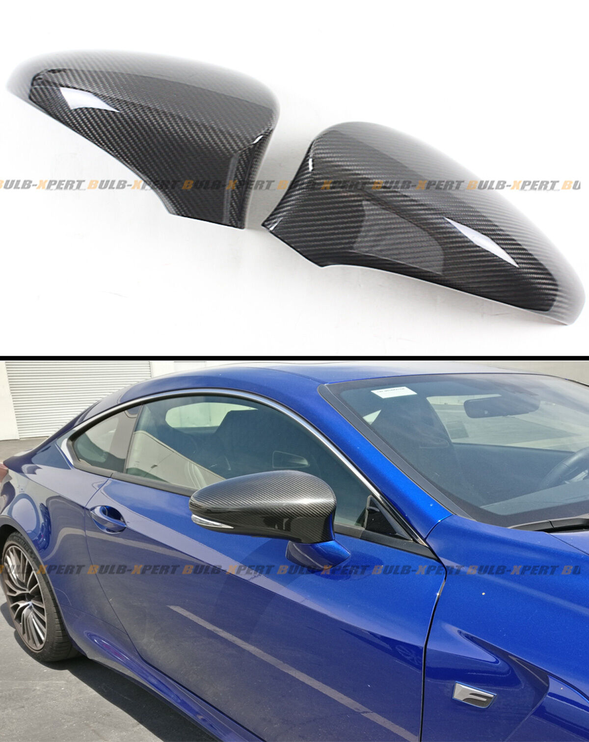 FOR 2013-2020 LEXUS GS350 GS450H GSF ADD-ON CARBON FIBER SIDE MIRROR COVER CAPS