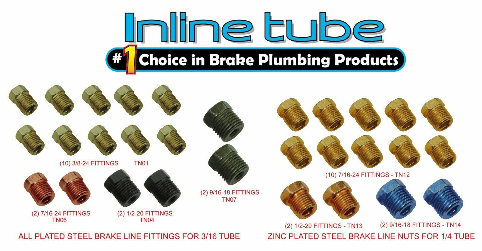 Standard Sae Inverted Flare Brake Line Fittings Nuts Assortment 3/16 1/4 Kit Set