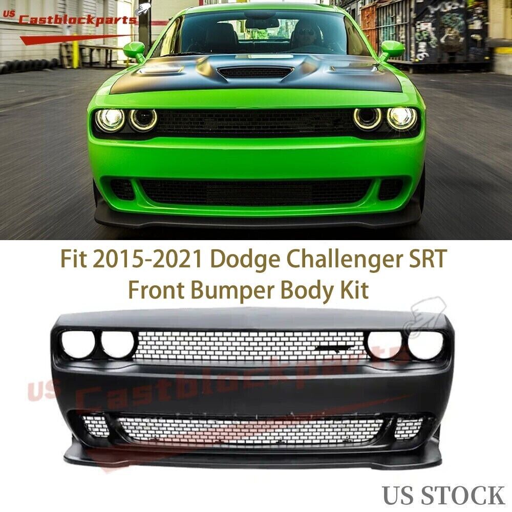 Fit for 2015-2021 Dodge Challenger Hellcat Style Front Bumper Cover w/Grille