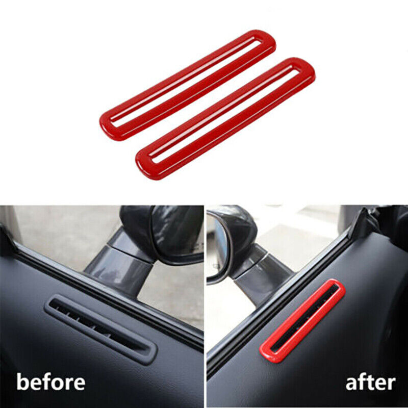 Pair Red Door Air Outlet Vent Trim Cover For Dodge Challenger 2015+ Accessories
