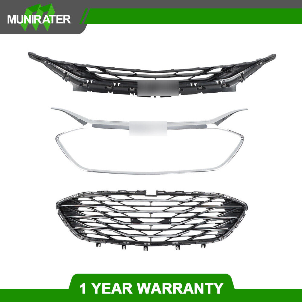 For Chevrolet Malibu 2019 2020 Front Upper Grille Lower Grill Chrome Honeycomb