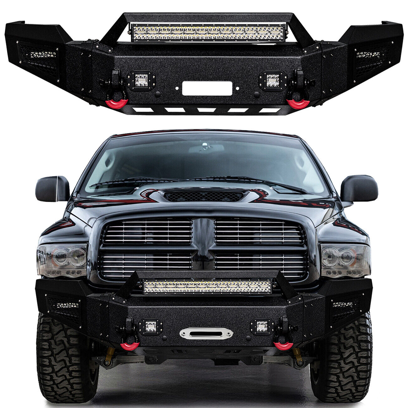 For 2003-2005 Dodge Ram 2500 3500 Front or Rear Bumper with Lightsand D-Rings