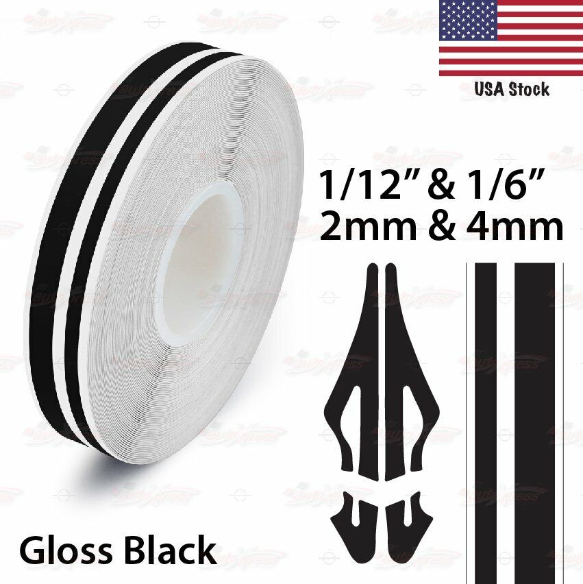 GLOSS BLACK Roll Vinyl Pinstriping Pin Stripe Car Motorcycle Tape Decal Stickers
