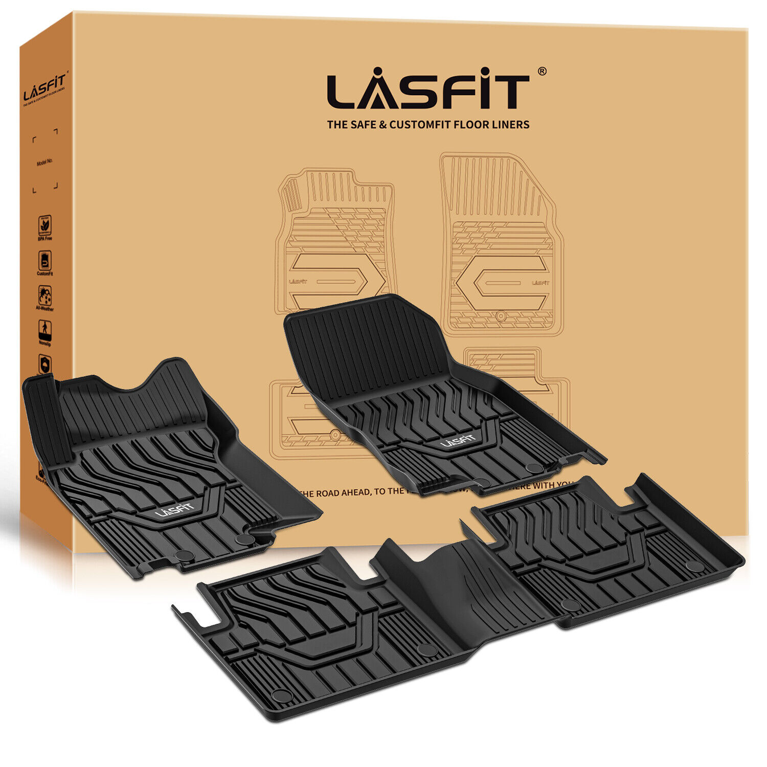 Lasfit Floor Mat for Nissan Rogue 2014 2015 2016 2017 2018 2019 2020 All Weather