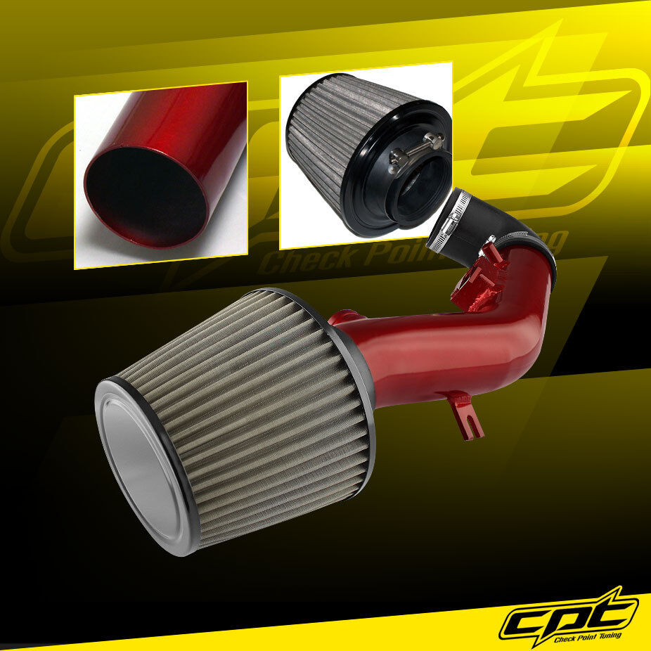 For 08-10 Pontiac G6 2.4L w/ 2nd Air Pump Red Cold Air Intake + Stainless Filter