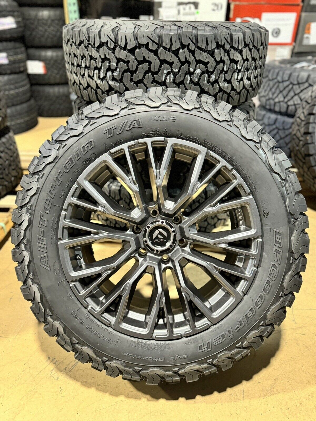 20x9 Fuel D848 Rebar Gray Wheels BFG 33 AT Tires 6x5.5 GMC Sierra 1500 Yukon AT4
